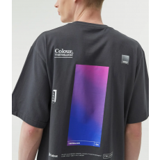 컬러 그라데이션 오버핏 반팔티셔츠 (차콜)